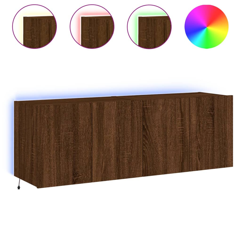 Mobili TV a Parete con Luci LED 2pz Rovere Marrone 60x35x41 cmcod mxl 134193