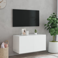 Mobile TV a Parete con Luci LED Bianco 80x35x41 cm 837316