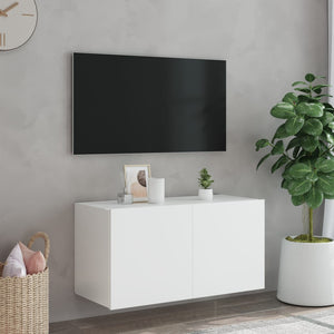 Mobile TV a Parete con Luci LED Bianco 80x35x41 cm 837316