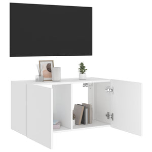 Mobile TV a Parete con Luci LED Bianco 80x35x41 cm 837316