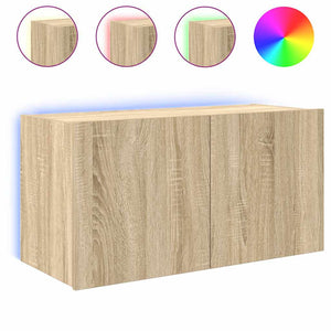 Mobile TV a Parete con Luci LED Rovere Sonoma 80x35x41 cmcod mxl 86206
