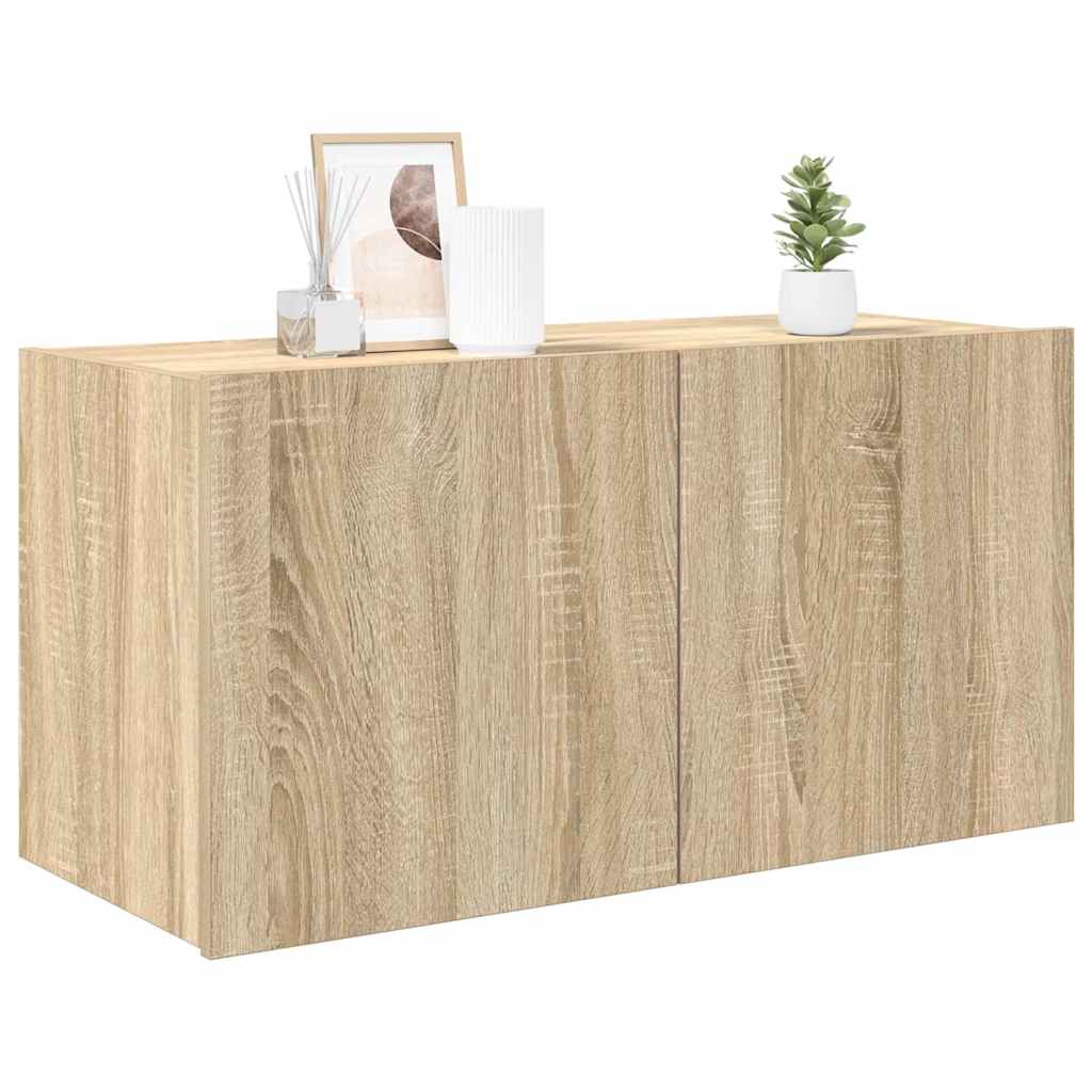 Mobile TV a Parete con Luci LED Rovere Sonoma 80x35x41 cmcod mxl 86206