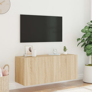 Mobile TV a Parete con Luci LED-Mobile TV a Muro Rovere Sonoma 100x35x41 cm