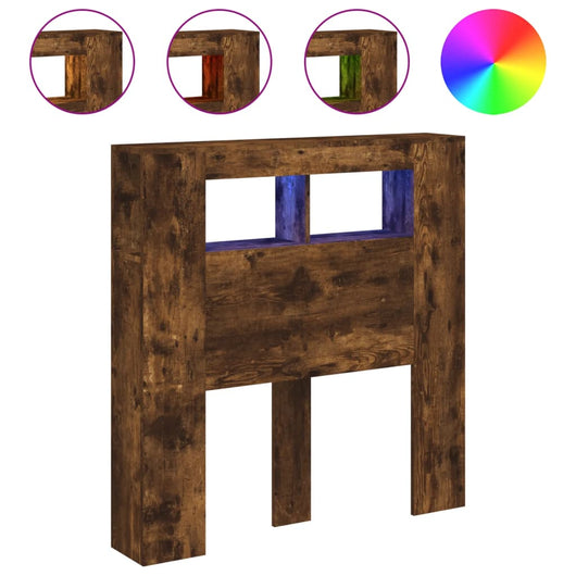 Testiera LED-Testata con LED-Testiera Decorativa Rovere Fumo 100x18,5x103,5 cm Legno Multistrato