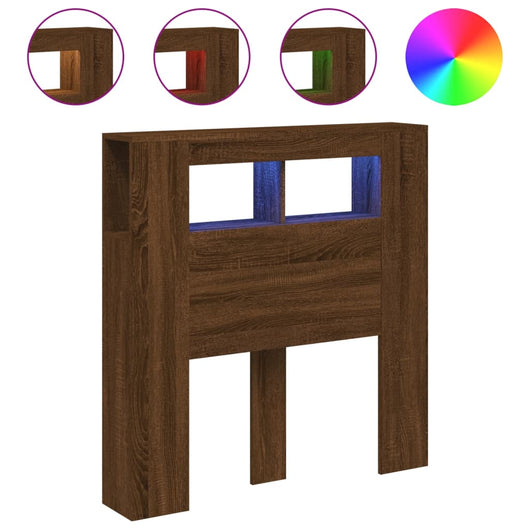 Testiera LED-Testata con LED-Testiera Decorativa Rovere Marrone 100x18,5x103,5 cm Legno Multistrato