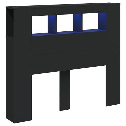 Testiera LED Nera 120x18,5x103,5 cm Legno Multistratocod mxl 108821