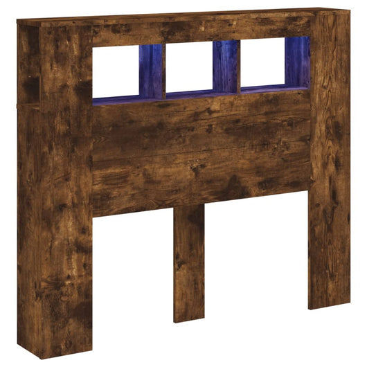 Testiera LED-Testata con LED-Testiera Decorativa Rovere Fumo 120x18,5x103,5 cm Legno Multistrato