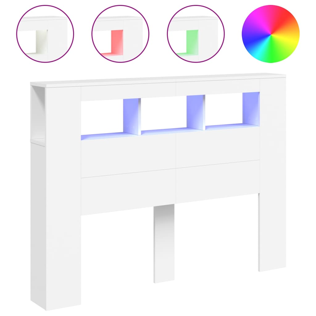 Testiera LED Bianca 140x18,5x103,5 cm Legno Multistrato 837344