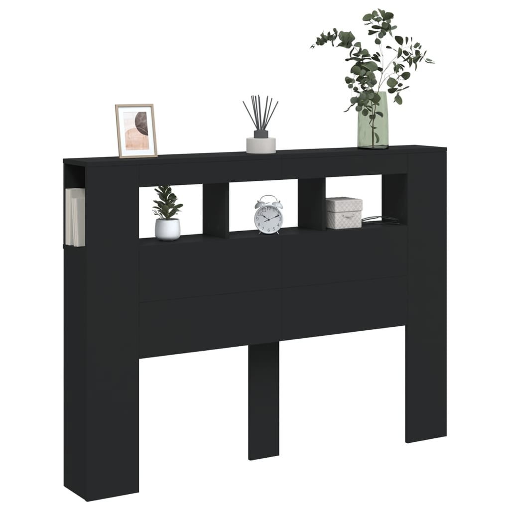 Testiera LED Nera 140x18,5x103,5 cm Legno Multistrato 837345