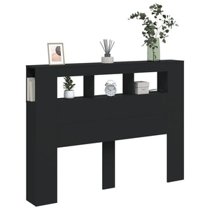 Testiera LED Nera 140x18,5x103,5 cm Legno Multistrato 837345