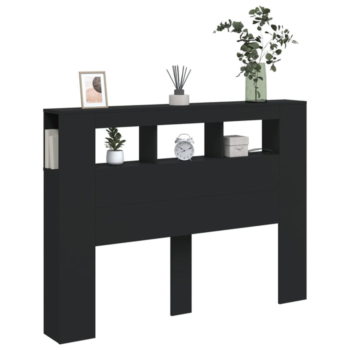 Testiera LED Nera 140x18,5x103,5 cm Legno Multistrato 837345