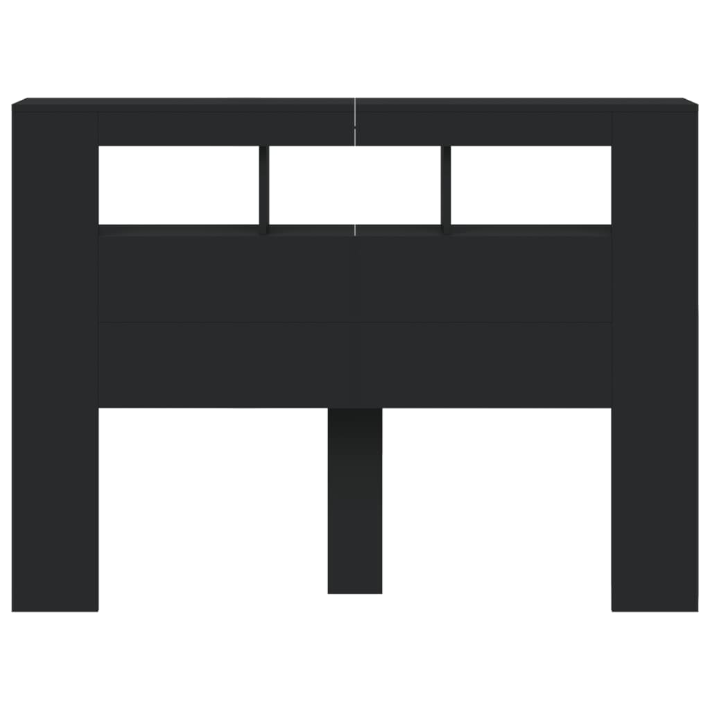 Testiera LED-Testata con LED-Testiera Decorativa Nera 140x18,5x103,5 cm Legno Multistrato