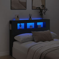 Testiera LED-Testata con LED-Testiera Decorativa Nera 140x18,5x103,5 cm Legno Multistrato