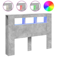 Testiera LED-Testata con LED-Testiera Decorativa Grigio Cemento 140x18,5x103,5 cm Legno Multistrato