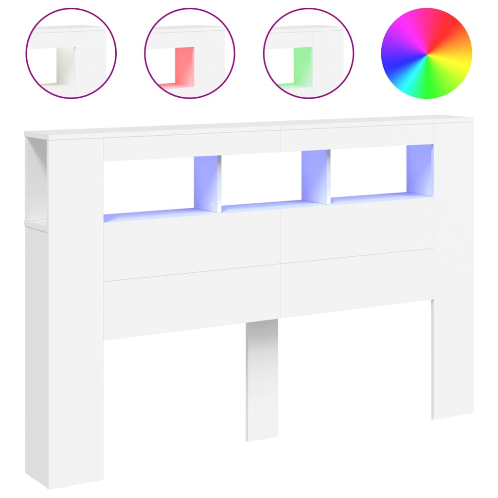 Testiera LED-Testata con Luci LED Bianca 160x18,5x103,5 cm Legno Multistrato