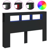 Testiera LED-Testata con LED-Testiera Decorativa Nera 160x18,5x103,5 cm Legno Multistrato