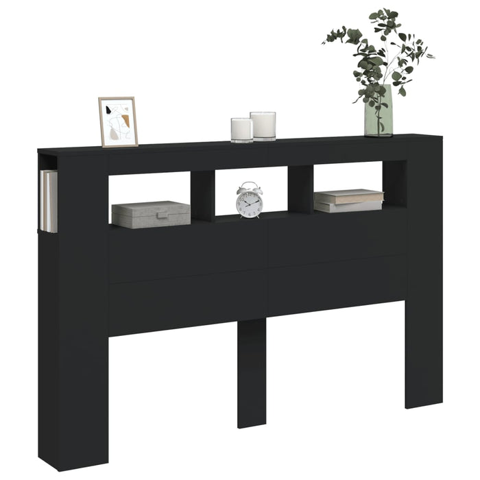 Testiera LED Nera 160x18,5x103,5 cm Legno Multistrato 837352