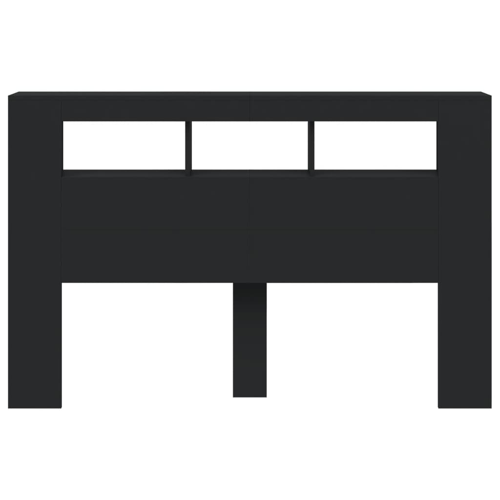 Testiera LED-Testata con LED-Testiera Decorativa Nera 160x18,5x103,5 cm Legno Multistrato