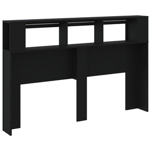 Testiera LED-Testata con LED-Testiera Decorativa Nera 160x18,5x103,5 cm Legno Multistrato