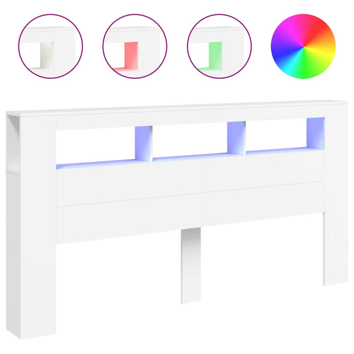 Testiera LED Bianca 200x18,5x103,5 cm Legno Multistrato 837365