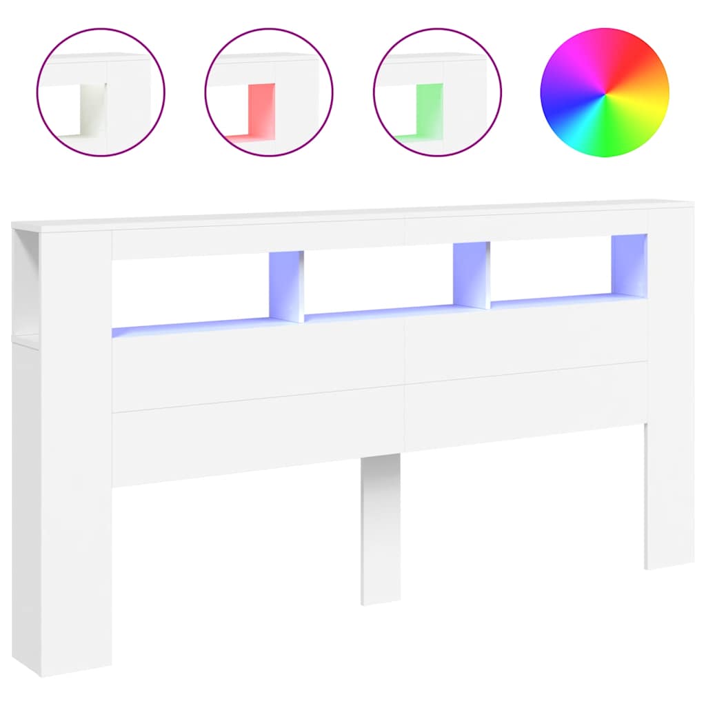 Testiera LED-Testata con Luci LED Bianca 200x18,5x103,5 cm Legno Multistrato