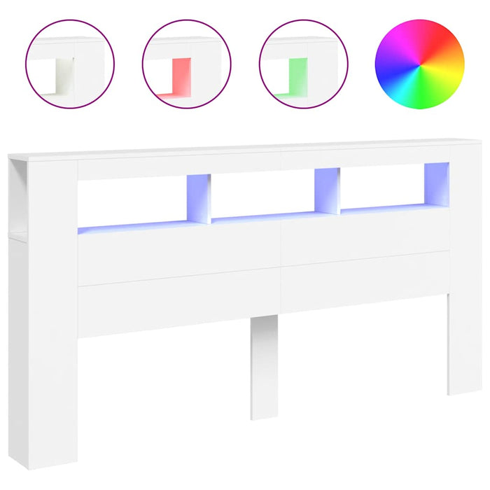 Testiera LED-Testata con Luci LED Bianca 200x18,5x103,5 cm Legno Multistrato