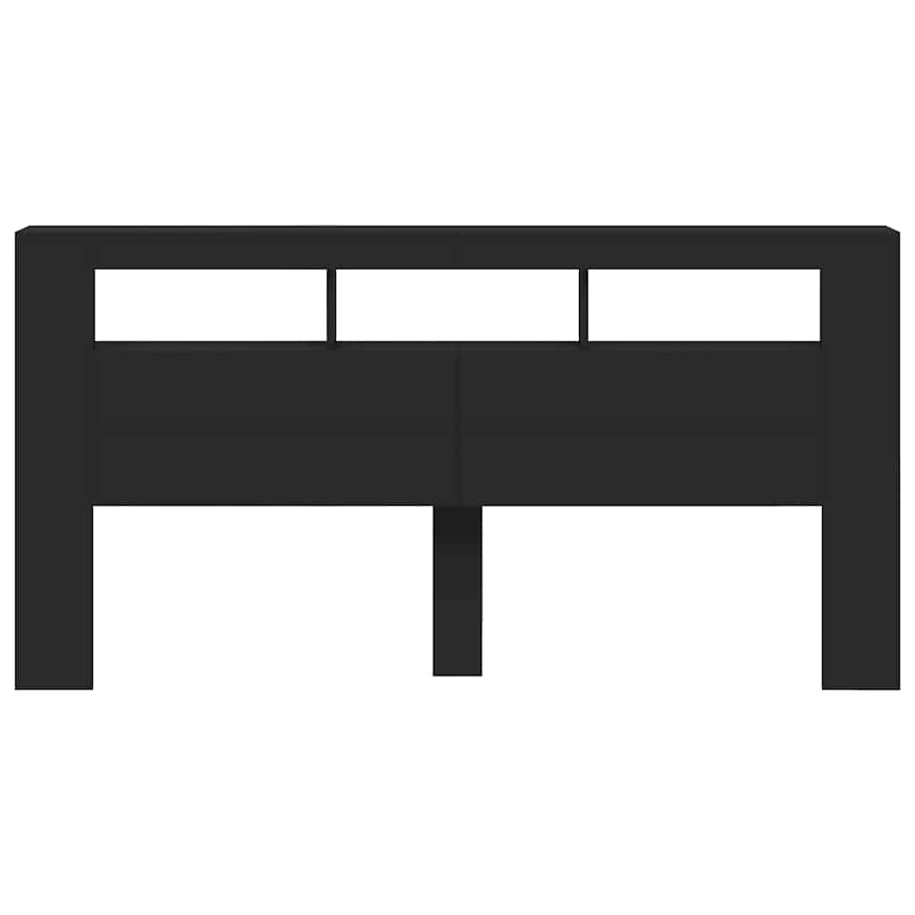 Testiera LED-Testata con LED-Testiera Decorativa Nera 200x18,5x103,5 cm Legno Multistrato