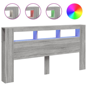 Testiera LED Grigio Sonoma 200x18,5x103,5 cm Legno Multistrato 837370