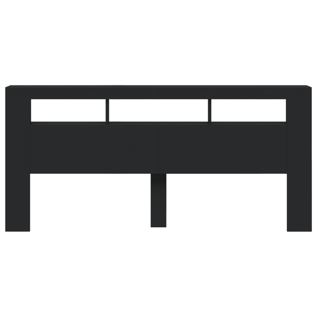 Testiera LED Nera 220x18,5x103,5 cm Legno Multistrato 837373