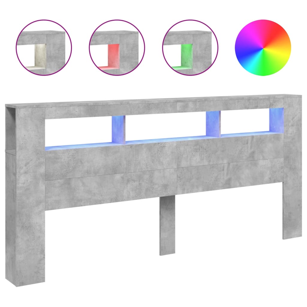 Testiera LED Grigio Cemento 220x18,5x103,5 cm Legno Multistrato 837375