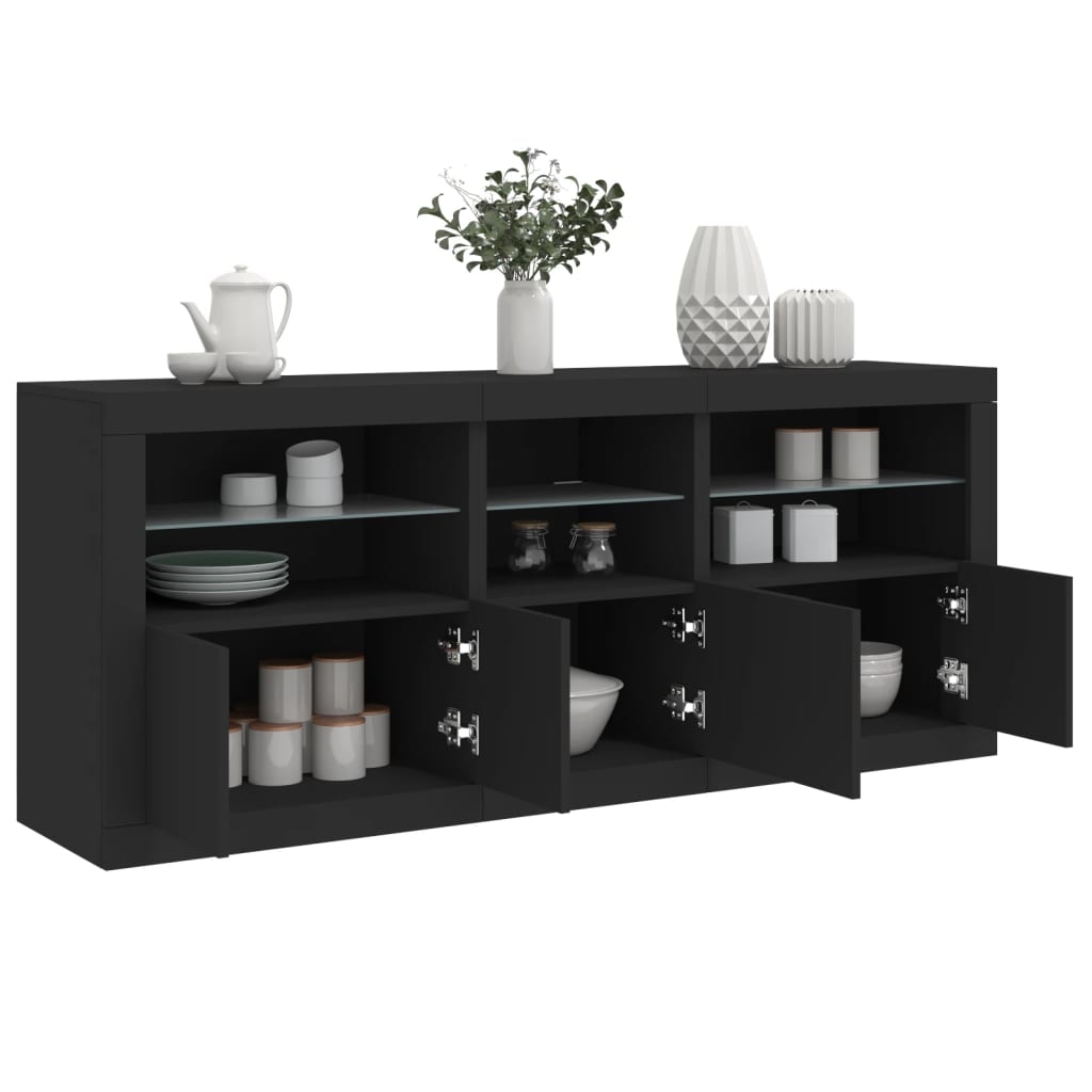 Credenza con Luci LED Nera 162x37x67 cm 3208996