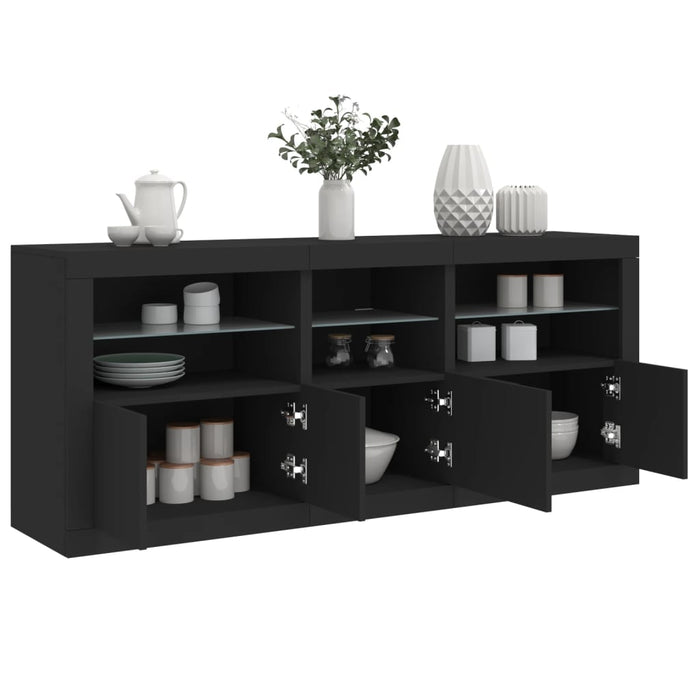 Credenza con Luci LED Nera 162x37x67 cm 3208996