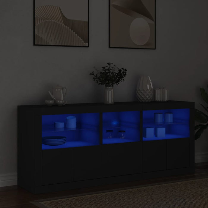 Credenza con Luci LED Nera 162x37x67 cm 3208996