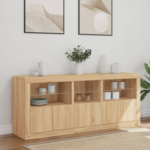 Credenza con Luci LED Rovere Sonoma 162x37x67 cm 3208997