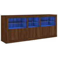 Credenza con Luci LED Rovere Marrone 162x37x67 cm 3209001