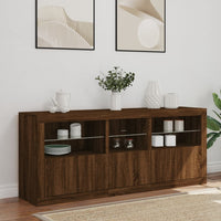 Credenza con Luci LED Rovere Marrone 162x37x67 cm 3209001