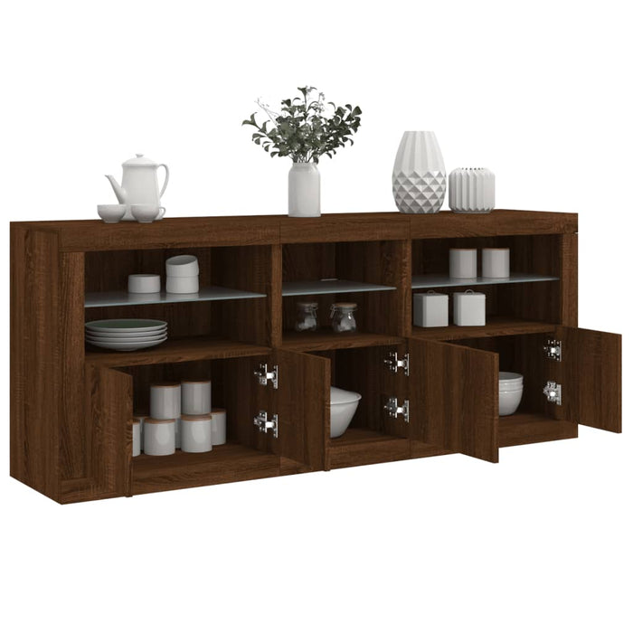 Credenza con Luci LED Rovere Marrone 162x37x67 cm 3209001