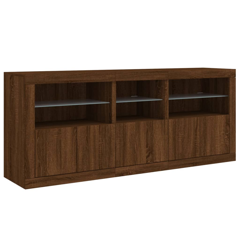 Credenza con Luci LED Rovere Marrone 162x37x67 cm 3209001