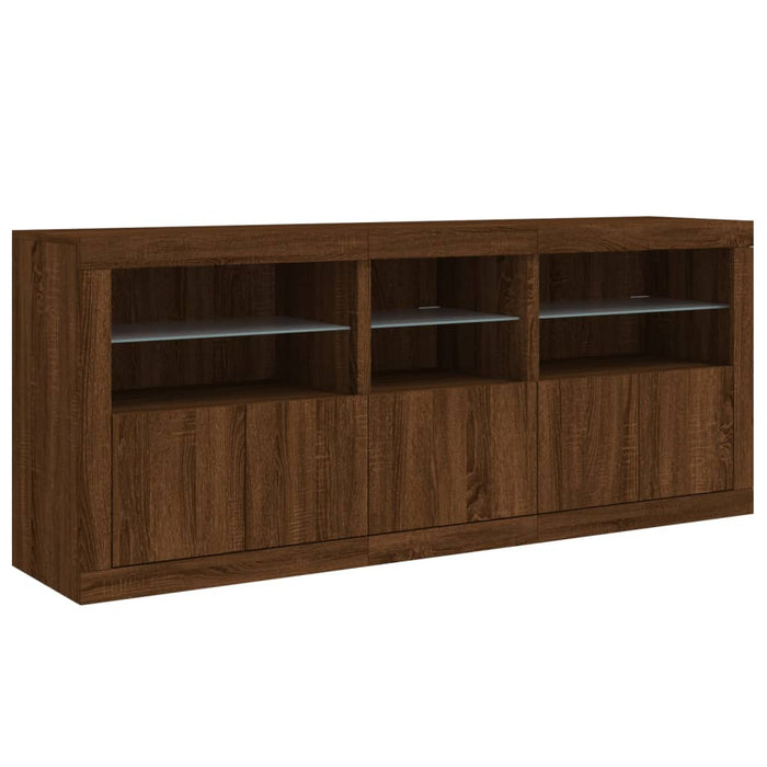 Credenza con Luci LED Rovere Marrone 162x37x67 cm 3209001