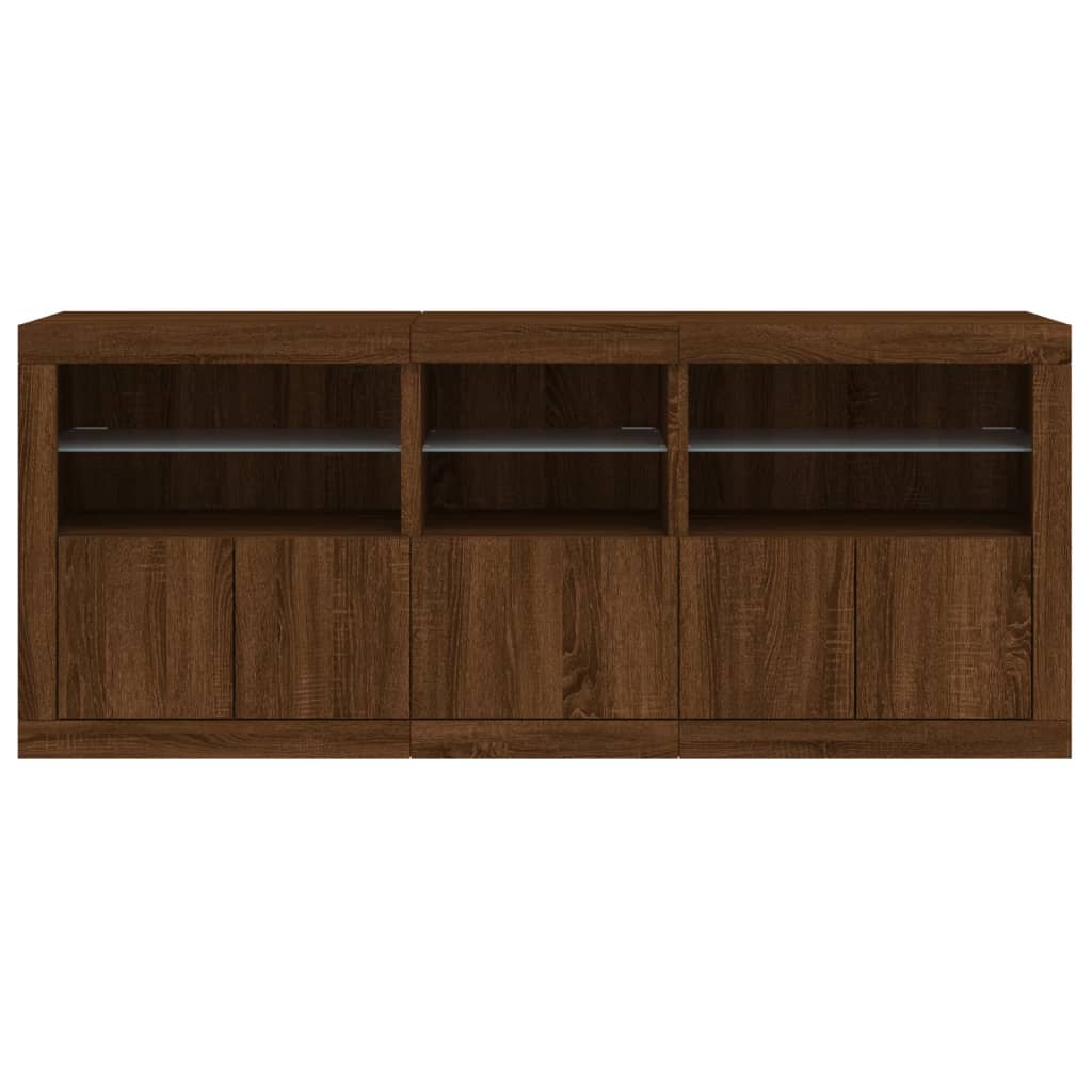 Credenza con Luci LED Rovere Marrone 162x37x67 cm 3209001