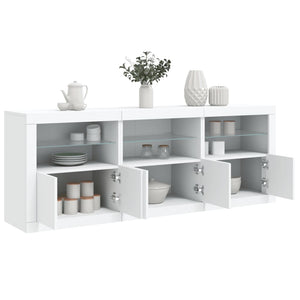 Credenza con Luci LED Bianca 181,5x37x67 cm 3209002