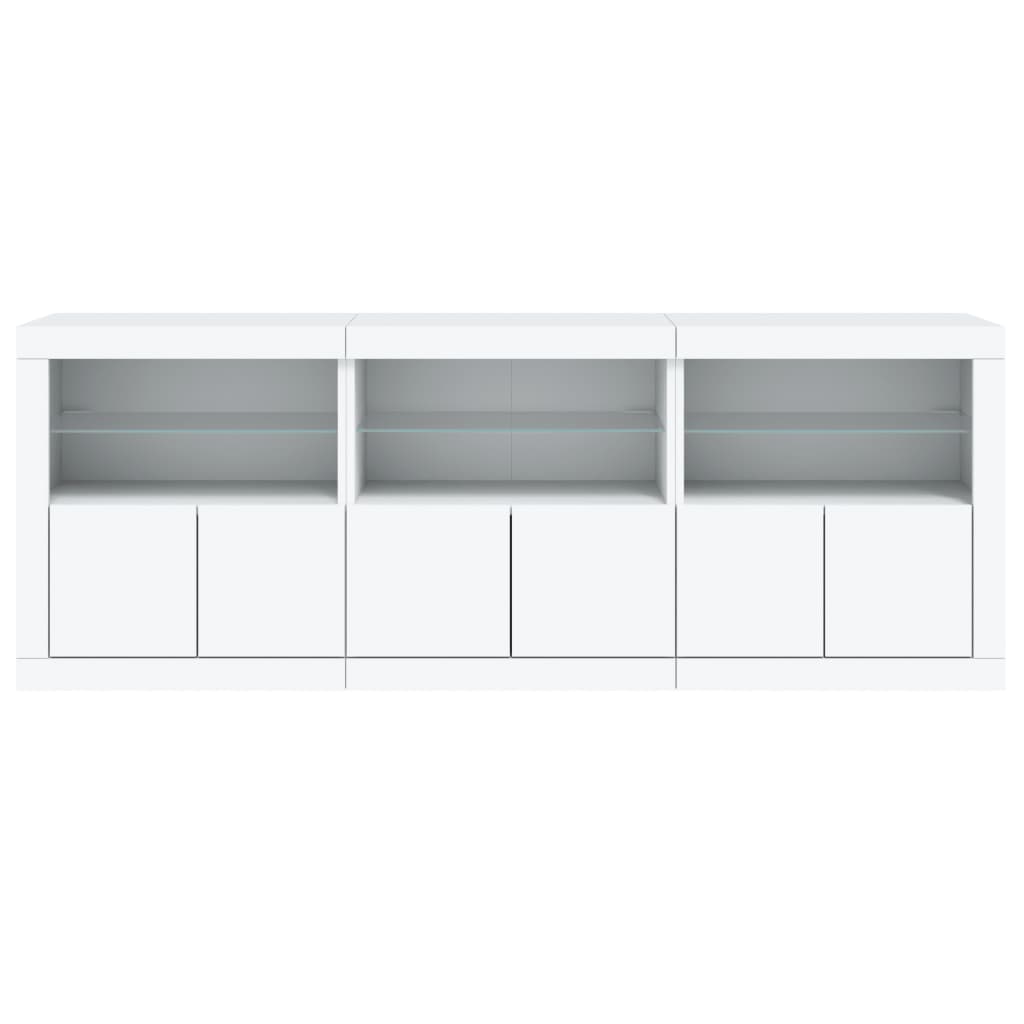 Credenza cassettiera cassettiera mobile contenitore organizer cucina soggiorno soggiorno con luci a LED 181,5 x 37 x 67 cm bianco 02_0029840
