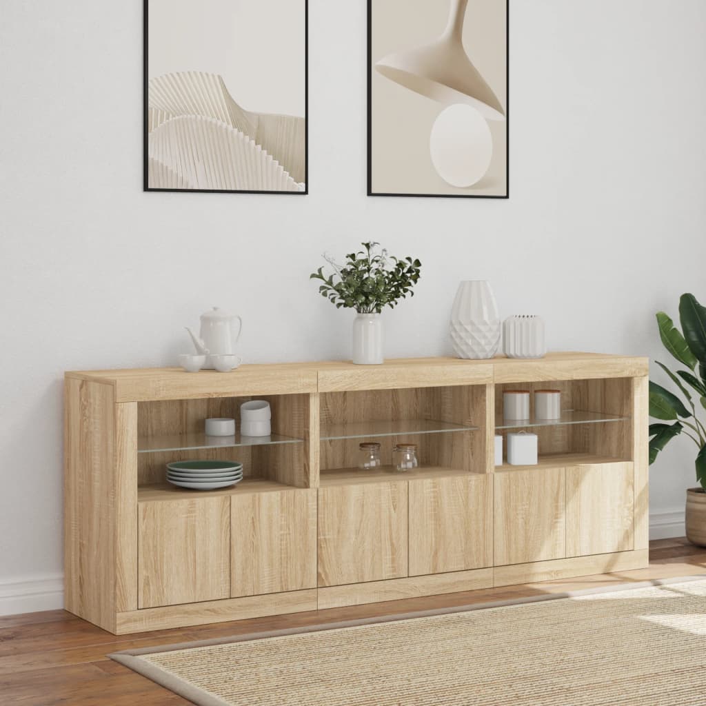 Credenza con Luci LED Rovere Sonoma 181,5x37x67 cm 3209004
