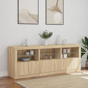 Credenza con Luci LED Rovere Sonoma 181,5x37x67 cm 3209004