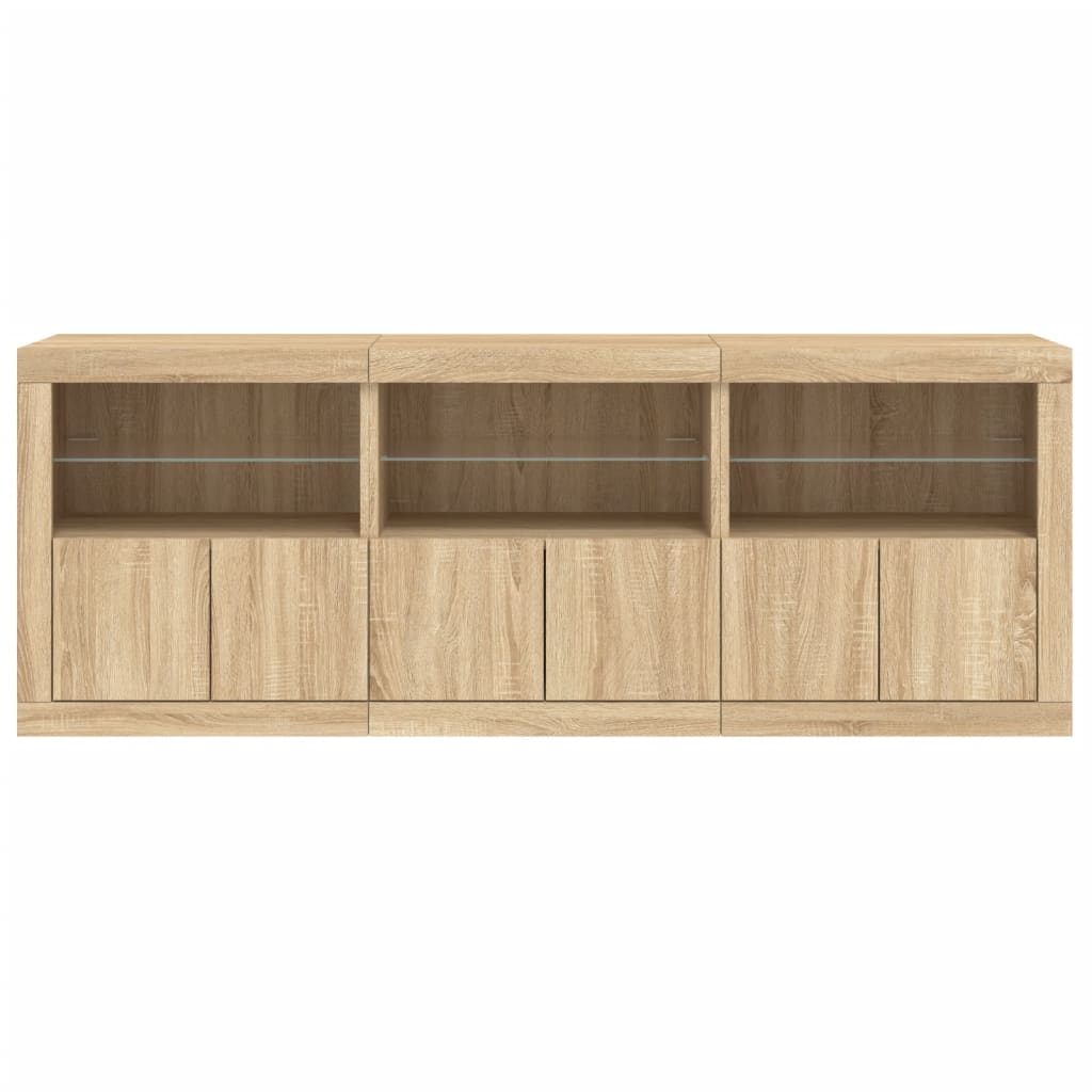 Credenza con Luci LED Rovere Sonoma 181,5x37x67 cm 3209004