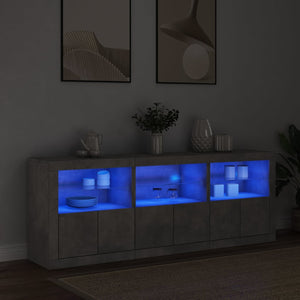 Credenza con Luci LED Grigio Cemento 181,5x37x67 cm 3209005