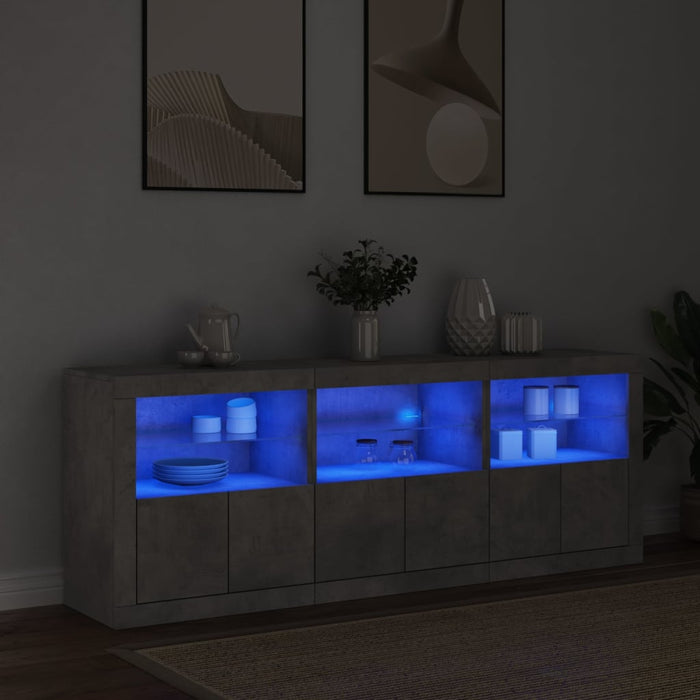 Credenza con Luci LED Grigio Cemento 181,5x37x67 cm 3209005