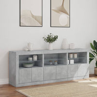 Credenza con Luci LED Grigio Cemento 181,5x37x67 cm 3209005