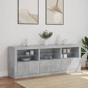 Credenza con Luci LED Grigio Cemento 181,5x37x67 cm 3209005