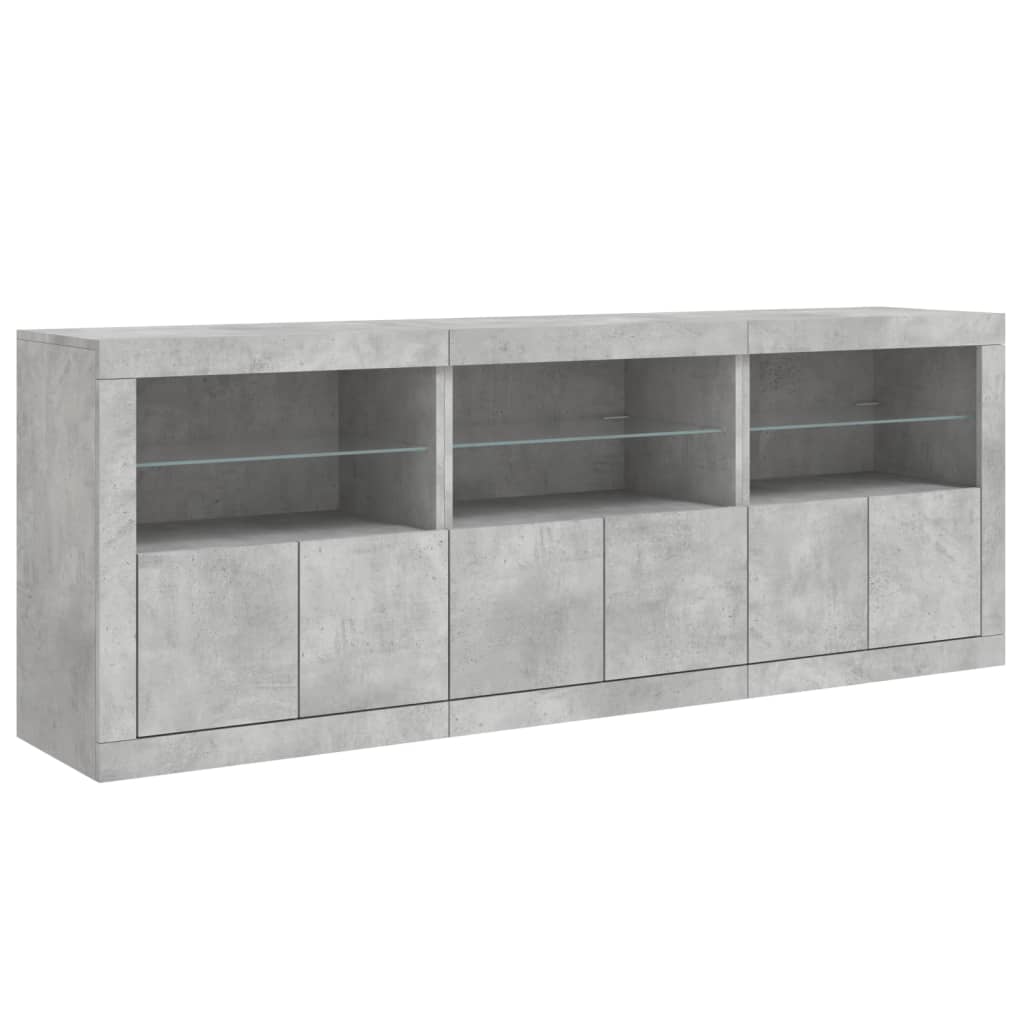 Credenza con Luci LED Grigio Cemento 181,5x37x67 cm 3209005